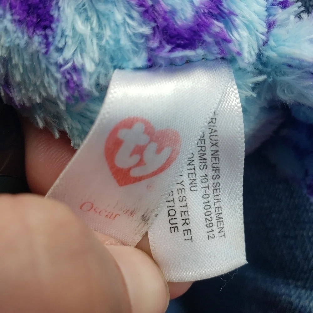 TY Beanie Boo Oscar Owl Purple Blue Plush Sparkle Eye Stuffed Animal Cute Bird
